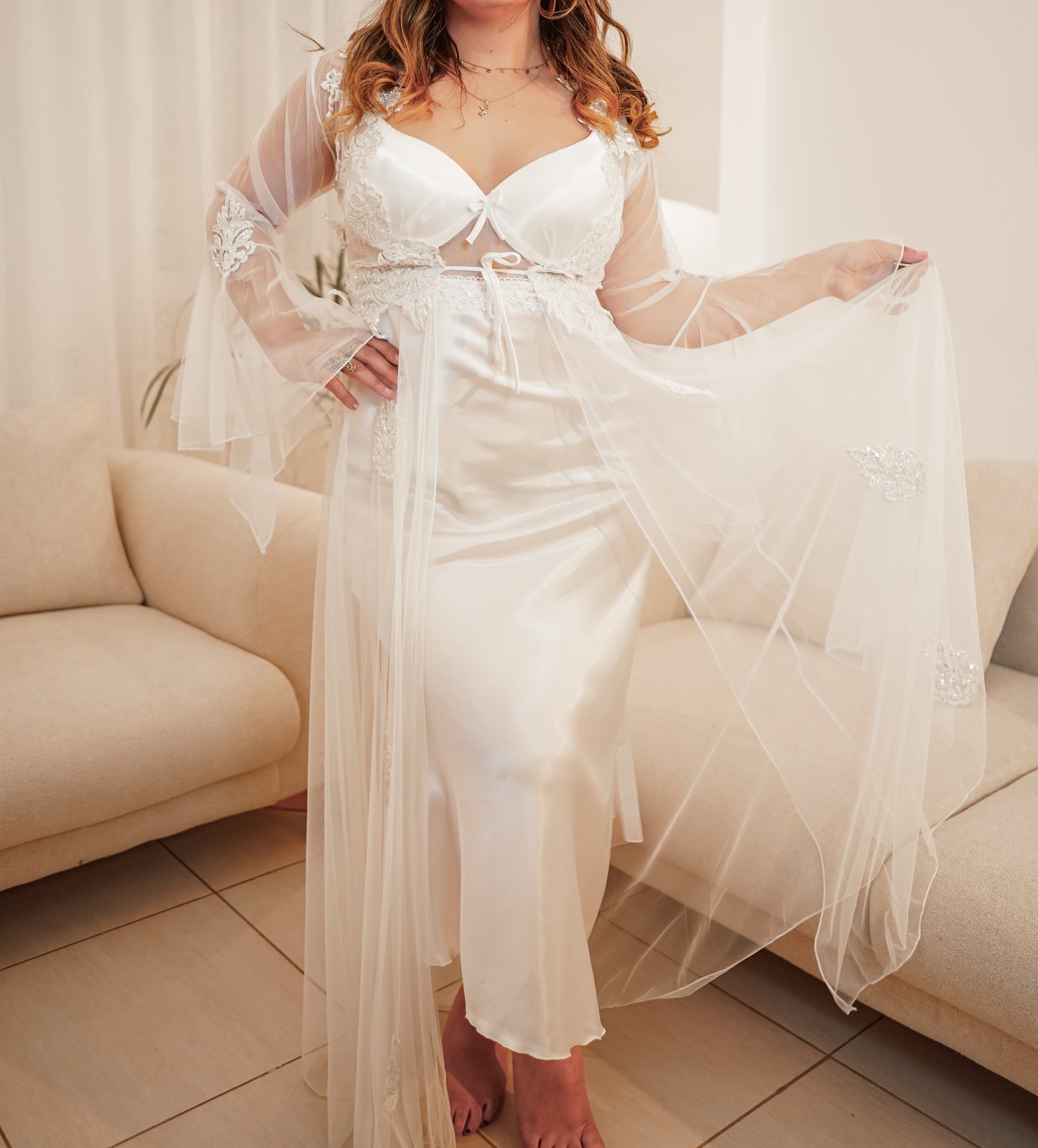 Déshabillé Mariée Long قميص نوم عروس طويل