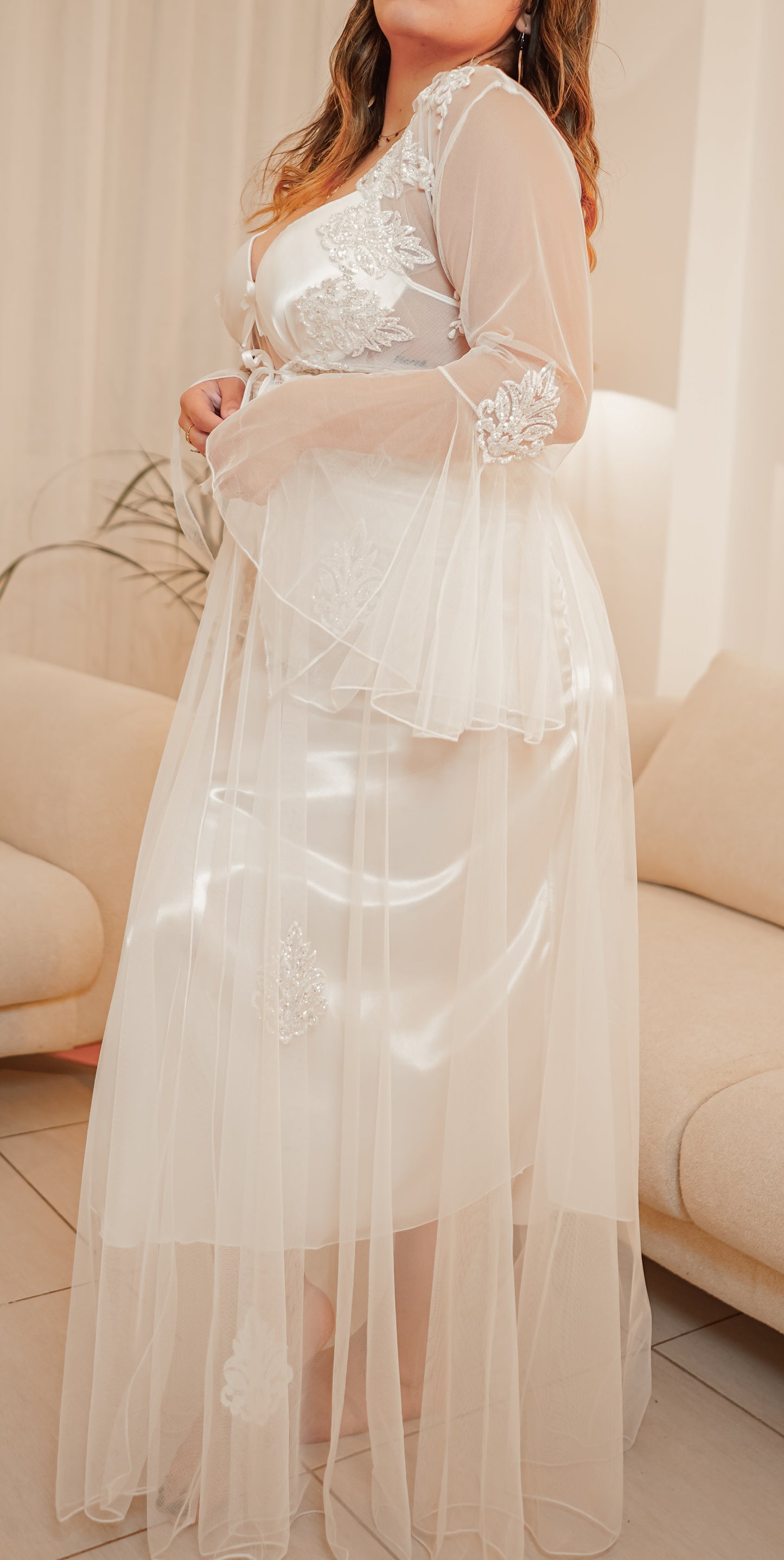 Déshabillé Mariée Long قميص نوم عروس طويل