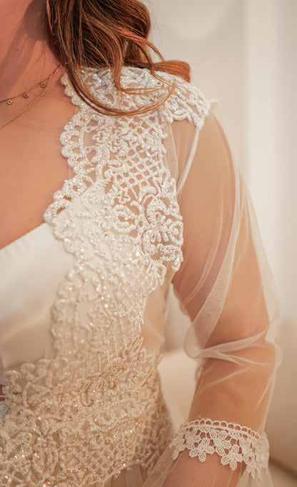 Déshabillé Mariée Court قميص نوم عروس طويل